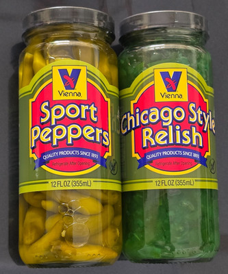 Vienna Chicago Style Relish and Sport Peppers Pack of 2 12 oz Jars Brats Hotdogs