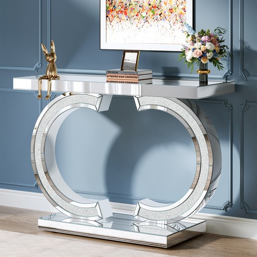 Tribesigns 39" Mirrored Console Table Modern Entryway Table with Sparkling Base - Picture 20 of 21