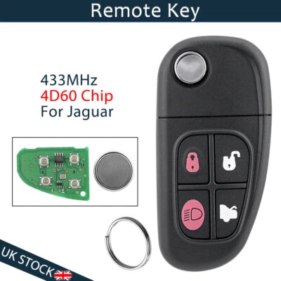 433MHz Remote Key Fob 4 Button 4D60 Chip For Jaguar XJ XJR X S Type 2002 - 2009