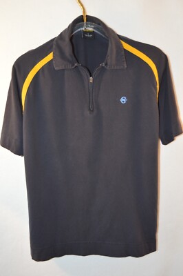 Nautica Polo Shirt Mens L Blue Competition 1/4 Zip Up Casual Short Sleeve