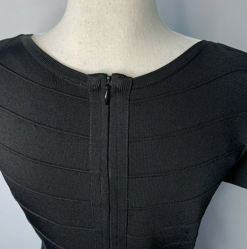 Lauxes Black Bandage Dress Size L, cocktail evening bodycon short sleeve - Picture 8 of 10