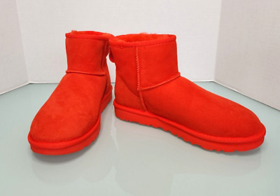 UGG Women's Classic suede shearling lined mini boots neon Red New Sz 6