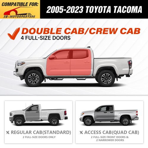 Gloss Black Door Handle Covers For 2005-2015 Toyota Tacoma Double/Crew Cab – 9-Piece Set