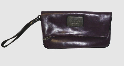 Simply Vera Wang Aubergine lila Kupplung 9""x 5"" gefaltet mit Handgelenk - Bild 2 von 4