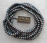 Designer Honora Peacock Platinum Black Freshwater Pearl Beaded Necklace 48 Designer Honora Peacock Platinum Black Freshwater Pearl Beaded Necklace 48