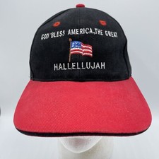 God Bless America Hat Adult Adjustable Strapback Black Red Baseball Cap USA Flag