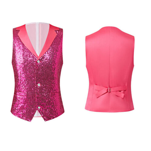 Men Costume Performance Jacket Cosplay Vest Sequin Suit Top Vests Waist Shiny - Picture 11 of 22