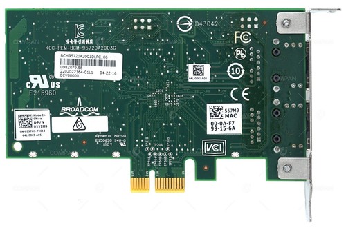557M9 DELL BROADCOM 5720 DUAL PORT 1GB ADAPTER PCI-E - Photo 3/7