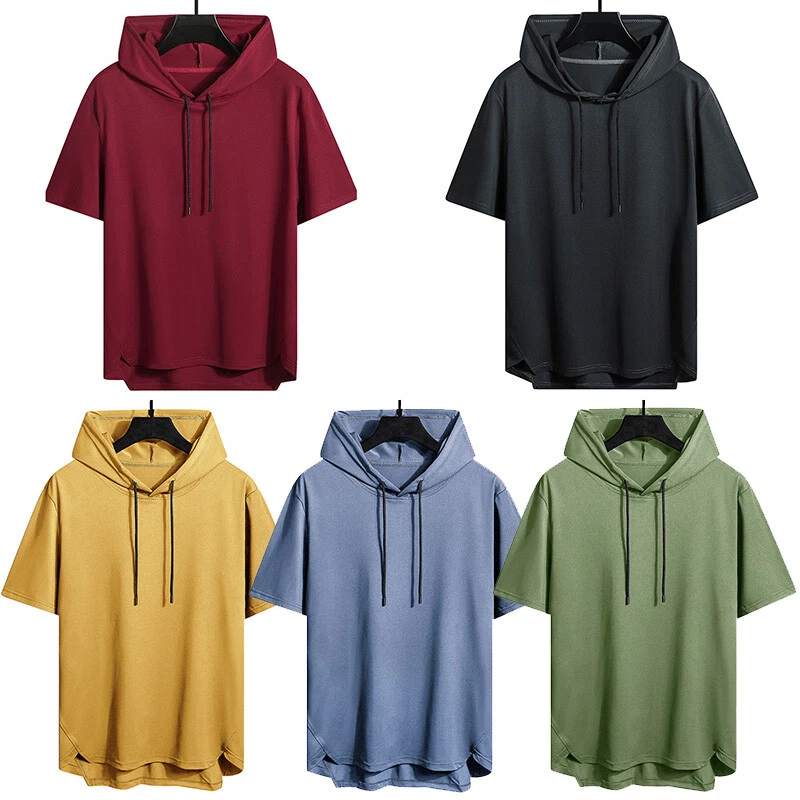 Summer T Shirt Men With Hood Men Short Sleeve Hoodies Hip Hop Tshirt Streetwear