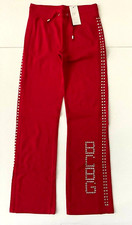 BCBG Women's Garnet Red Graphic Metal Studs Sweat Pants Size S NWT 160.00