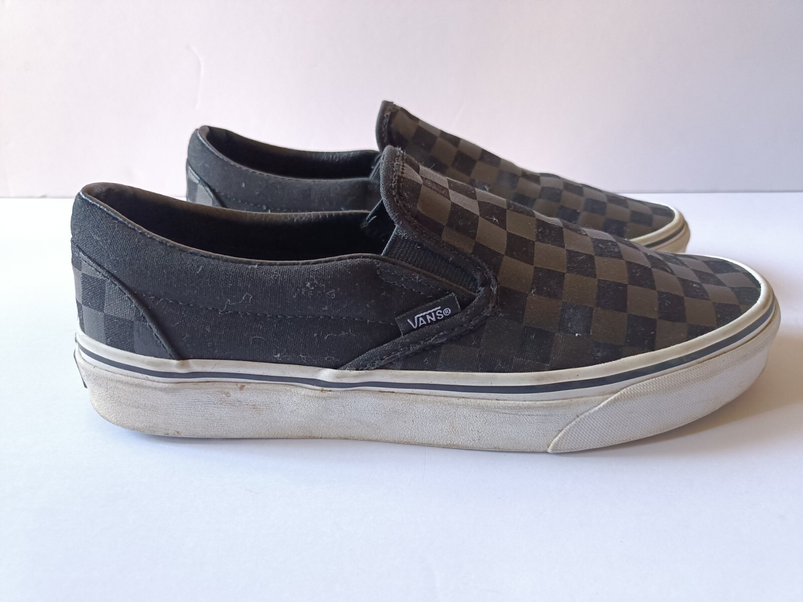 Vans Classic Slip On Shoes Men's Size 8 Checkerboard Black White Lowtop