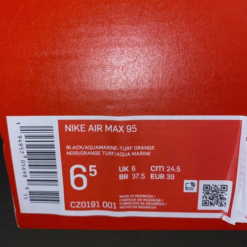 Nike Air Max 95 Black Speckled Grey Turf Orange Blue CZ0191-001 Men’s Size 6.5 - Picture 12 of 12