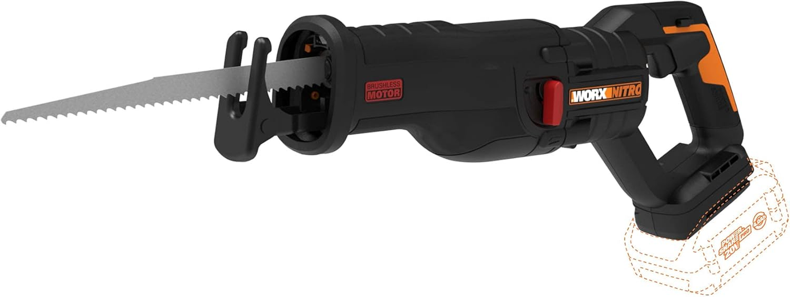 Nitro WX516L.9 20V Brushless Cordless Reciprocating Saw with Power Share Compatibility