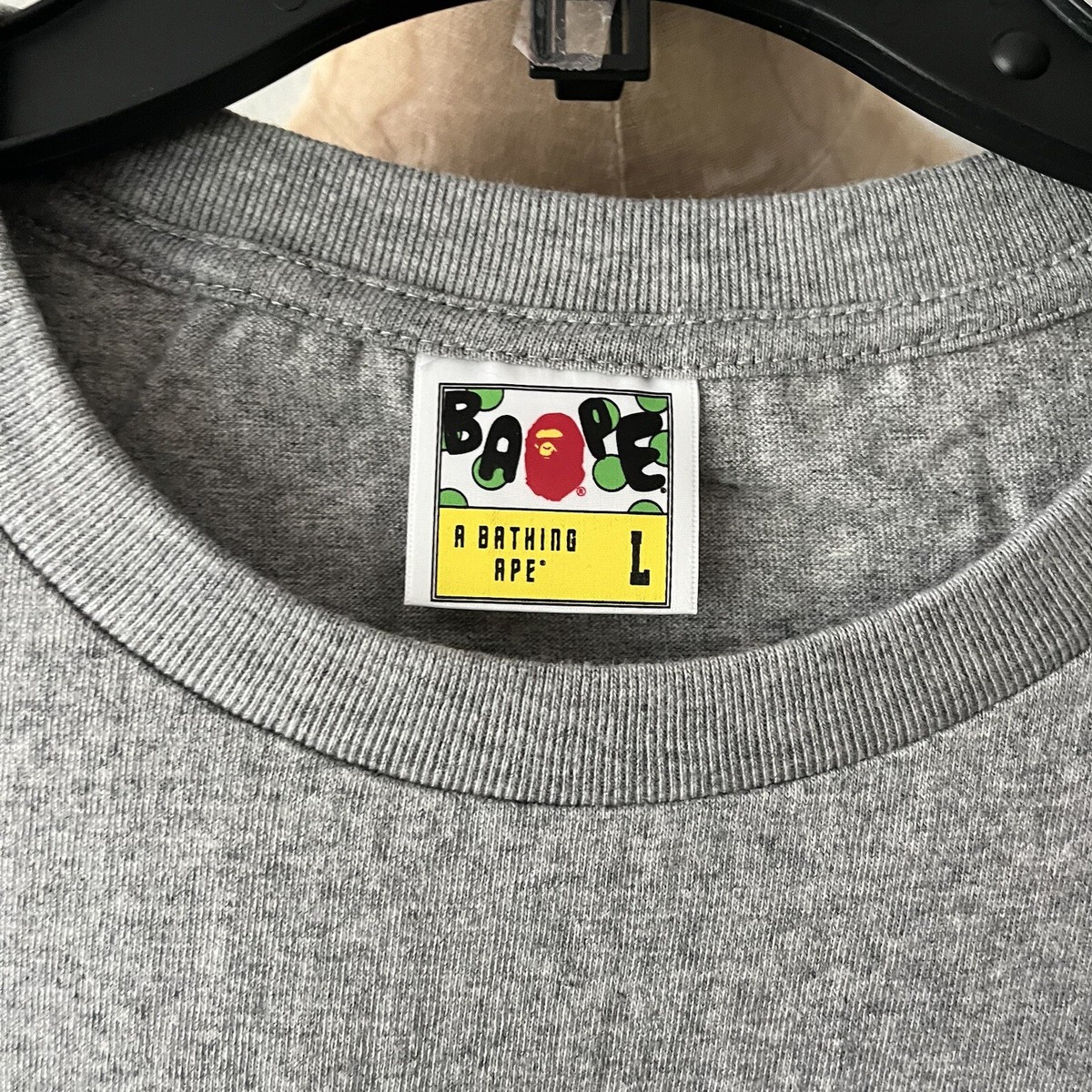 BATHING APE sz L Gray Tee BAPESTA Tshirt Short Sleeve BAPE