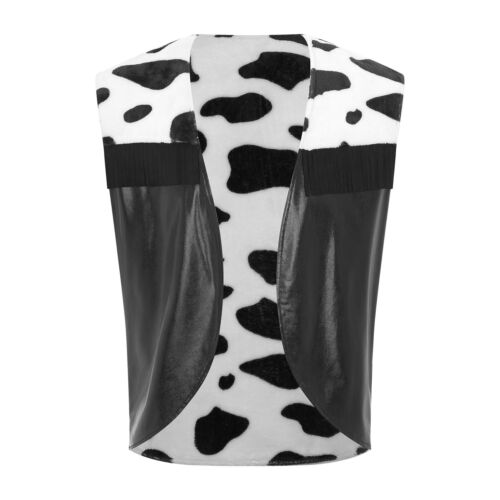 Costume cosplay uomo mucca stampa gilet flanella aperto davanti cardigan top - Foto 16 di 27