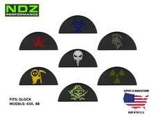 for Glock 43X 48 Grip Frame Plug Aluminum Color Filled Laser Engraved Skulls