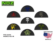 for Glock 43X 48 Grip Frame Plug Aluminum Color Filled Laser Engraved Skulls