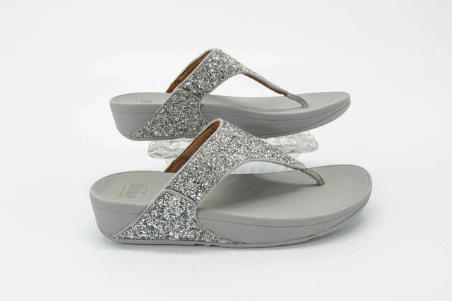 FitFlop Lulu Glitter Silver Women's Toe Thong Wedge Sandals Size 9m for sale online | eBay
