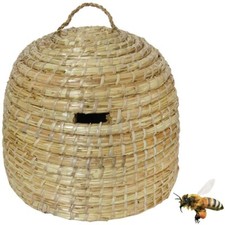 Bienenkorb 41 x 32 cm geflochten, Strohbienenkorb, Garten-Deko, Strohkorb Bienen