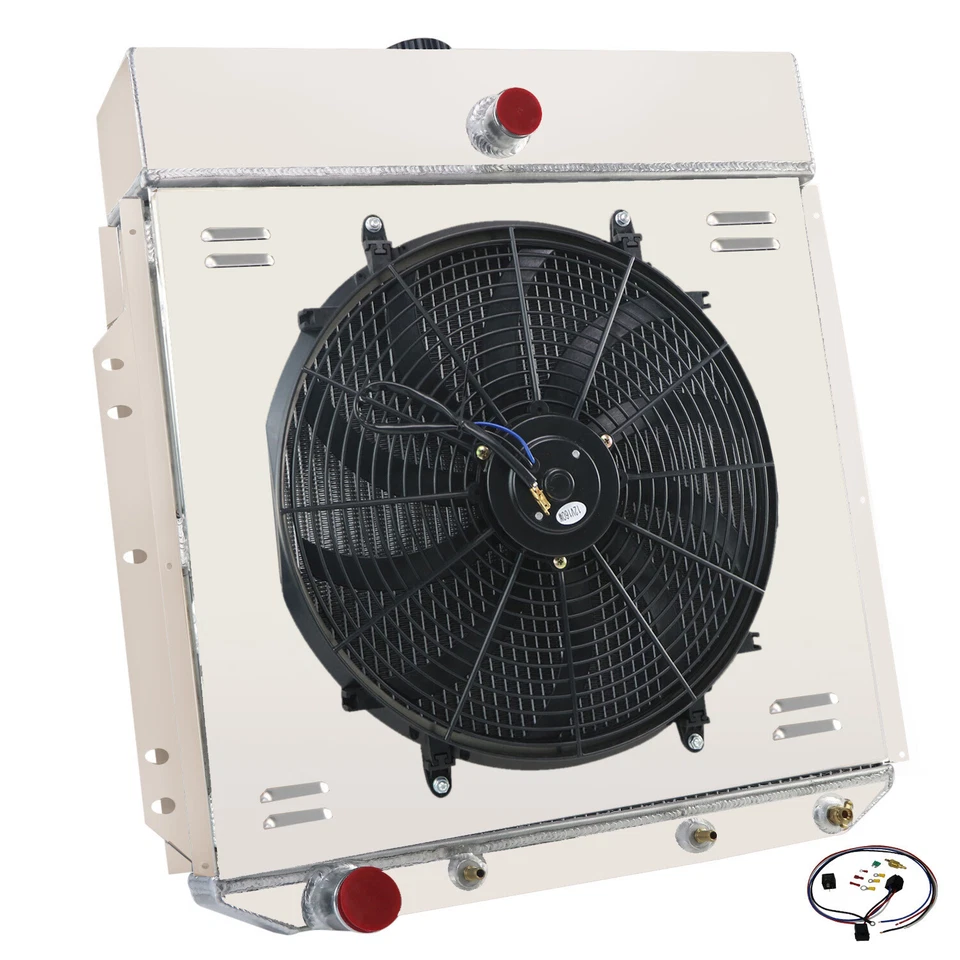 For 1953~1956 ford F-100 F250 F350 Truck V8 3 Row Aluminum Radiator+Shroud Fan - Image 4 of 4