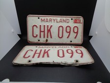 VINTAGE 1980 MARYLAND LICENSE PLATE PAIR CHK 099 TAGS