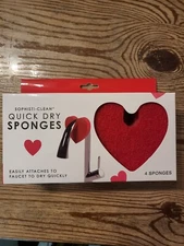 4 Sophisti-Clean Evriholder Red Heart Valentine Quick Dry Kitchen Sponges Sponge