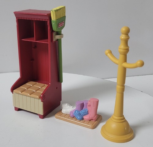 Abrigo escoba de árbol Fisher Price Loving Family casa de muñecas salón estante zapatos - Imagen 3 de 14