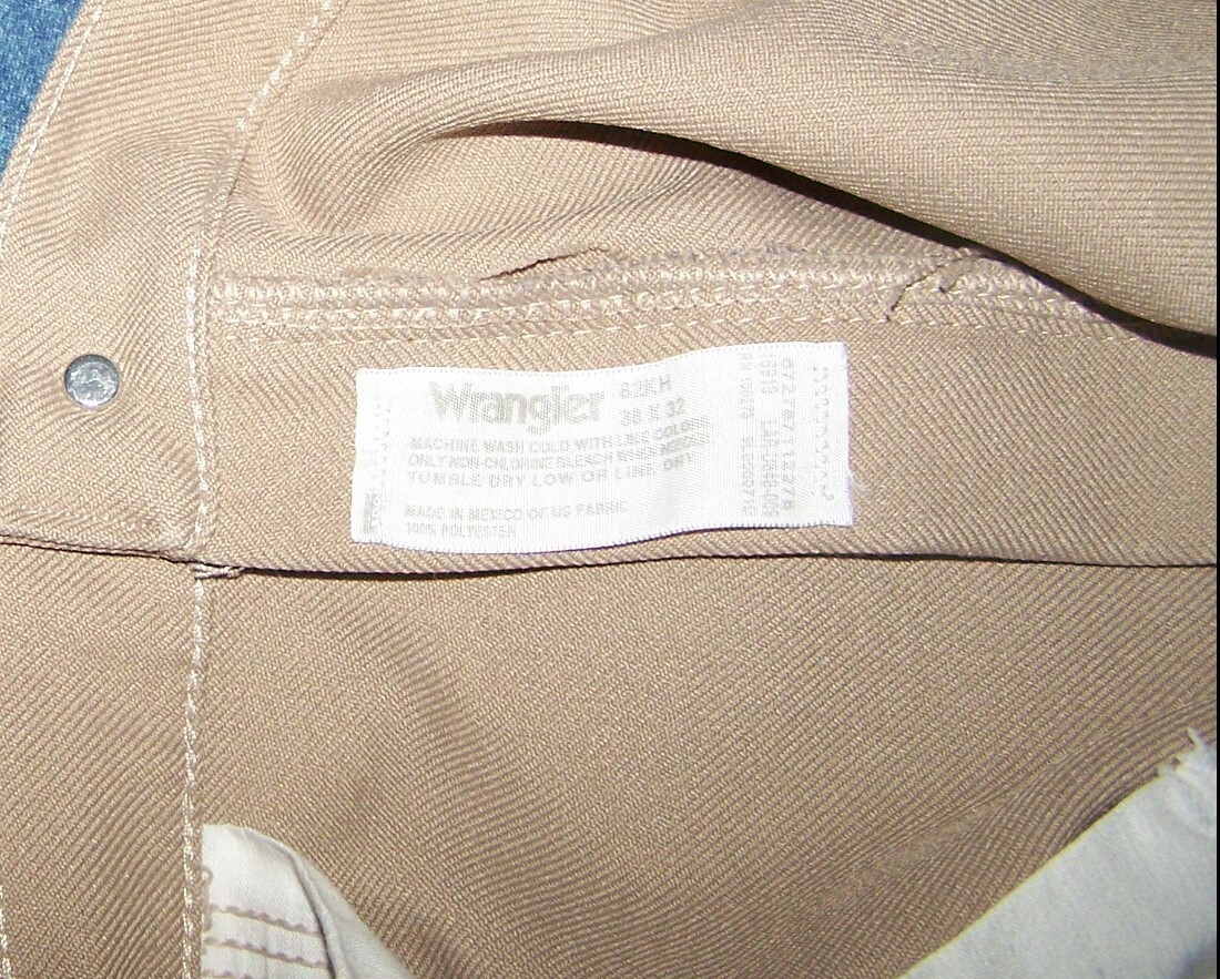 VGC Wrangler Dress Pants Mens 38x32 Khaki Wrancher Boot Cut Jeans Polyester 82KH