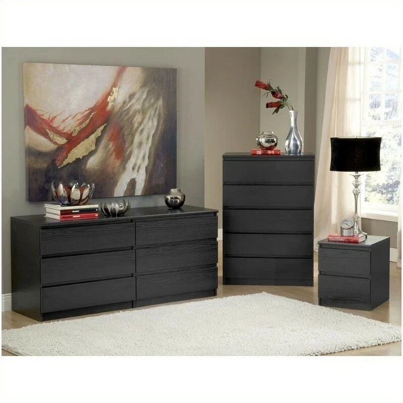 Tvilum scottsdale 6 drawer double sale dresser in black woodgrain