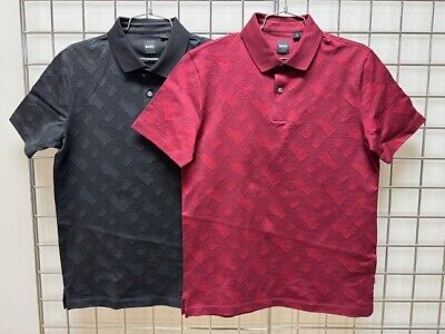 NEW-MEN'S HUGO BOSS POLO WITH MONOGRAM JACQUARD, #50501871 NEW-MEN'S HUGO BOSS POLO WITH MONOGRAM JACQUARD, #50501871