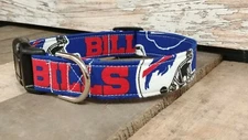 Buffalo Bills dog collar buckle or martingale with leash set option