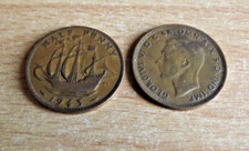 1943 King George VI Half Penny coin circulated
