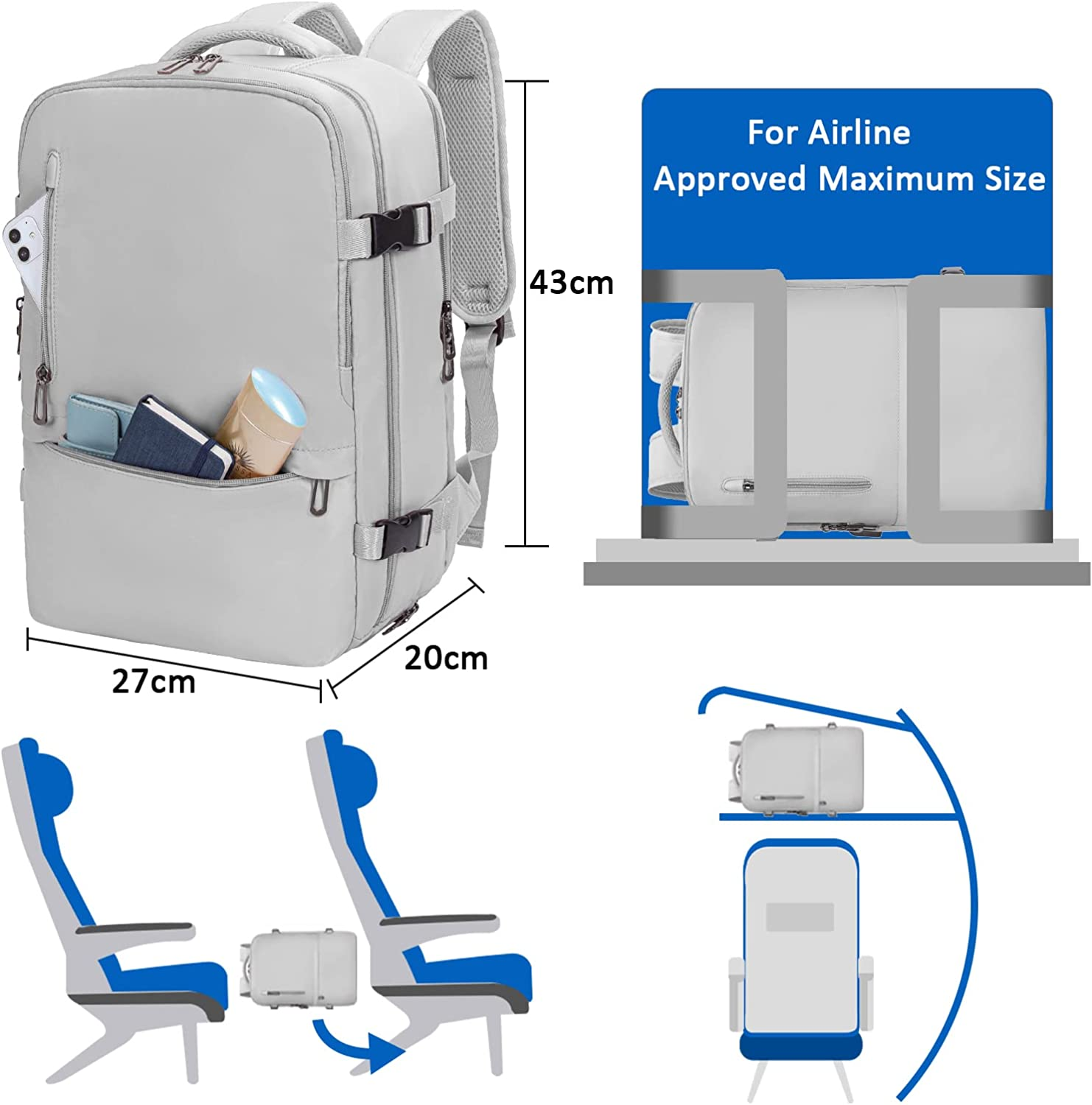 Travel Backpack Cabin Bag 45x36x20 Airport Jet Waterproof Carry