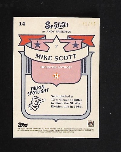 2024 TOPPS SPOTLIGHT By Andy Friedman #14 Mike Scott /49 Grayscale Filter - Picture 2 of 2