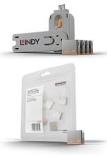 Lindy USB Port Blocker Pack of 4 with Key - 10 Pack Expansion Available Orange