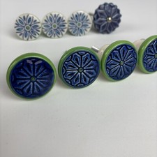 10 Vintage Knobs Porcelain Ceramic Floral Drawer Pull Flowers Cupboard Cabinet