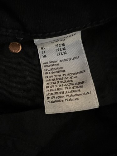 CL3 American Eagle Airflex+ Black Stretch Denim Skinny Jeans Mens 29x30 - Picture 4 of 4