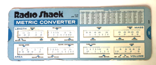 RADIO SHACK Metric Converter #68-1031 Tandy Corp SLIDE RULE Vintage Cardboard - Picture 1 of 6