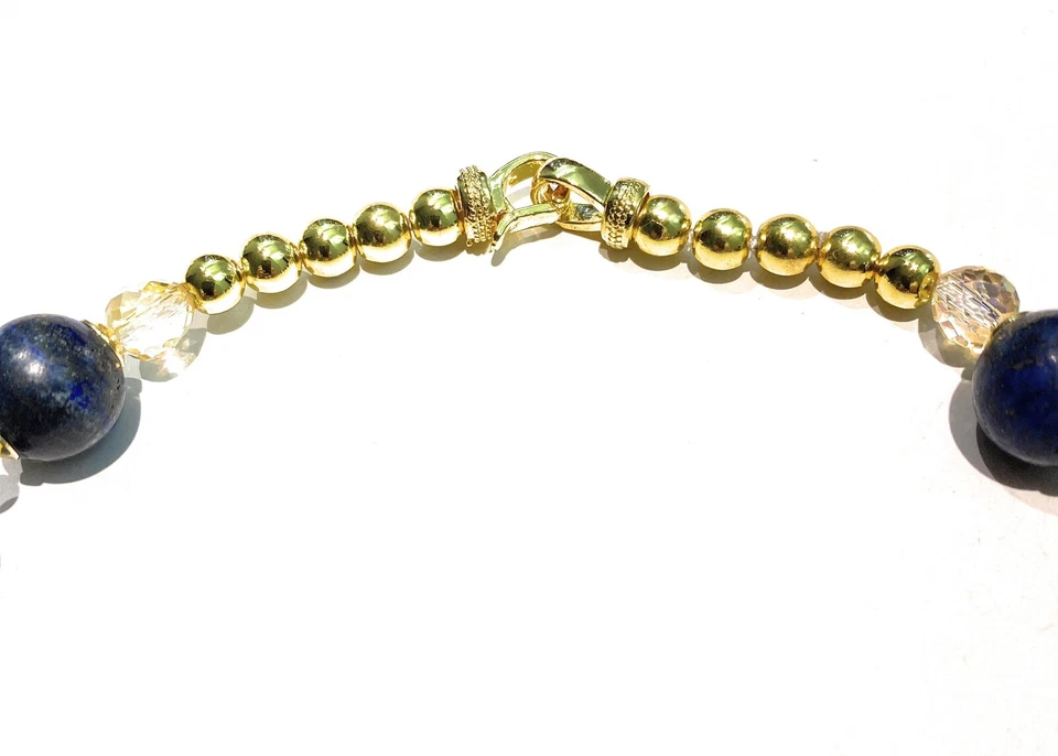 Collana Choker Lapislazzuli Perle Barocche Gold Ematite Argento Sterling - Immagine 2 di 4