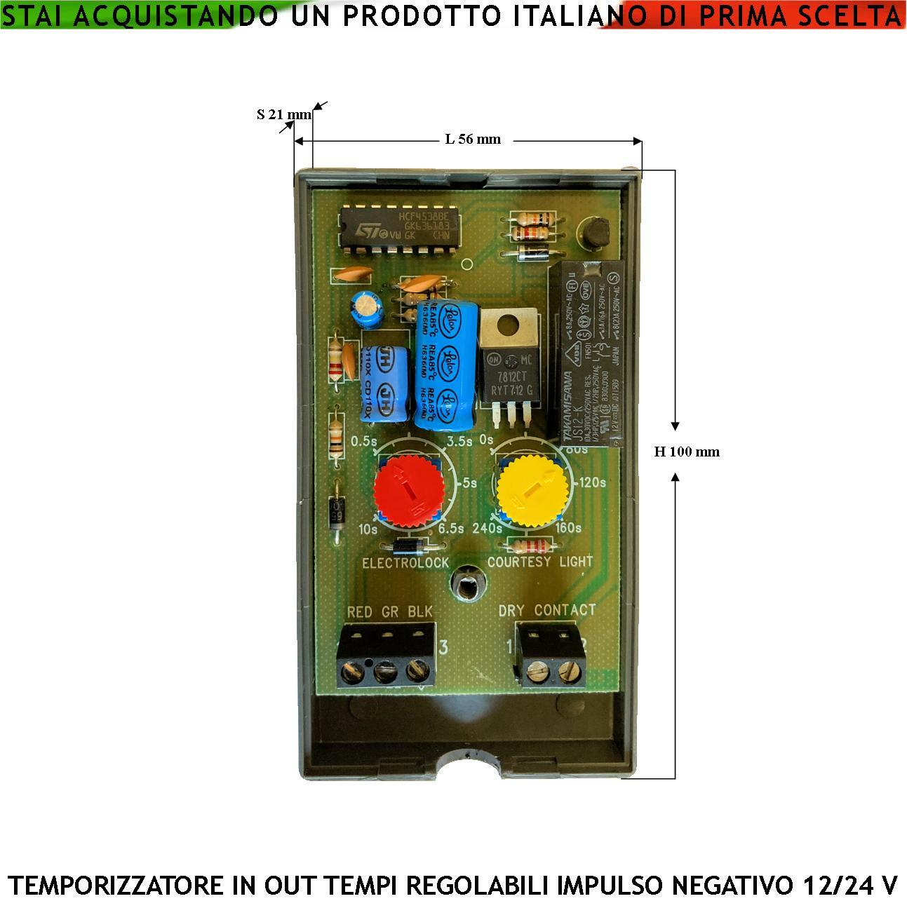 Temporizzatore 12V 24V Regolabile - Relè 4A NA per Automazione e Sicurezza