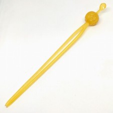 Vintage Japanese Amber Color Kanzashi Hairpin Tortoiseshell Style Double Prong