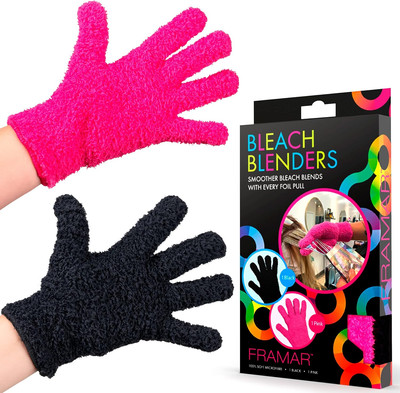 FRAMAR Bleach Blender Microfiber Gloves   Hair Dye Gloves, Pink Gloves for Hair 