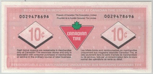 Canadian Tire Paper Money- CTC S20-Bcu "Clipped U Variety" 10¢ note *184 - Picture 3 of 3