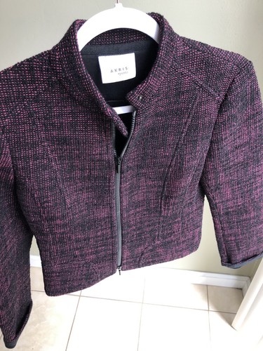 Akris Punto Wool Blend Tweed Blazer Jacket Women’s Purple Size: US 4 - Picture 3 of 16