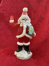 FLAWLESS Unique ZELEZNY BROD Glass Czech Bohemian 9” SANTA CLAUS PRESENT Figure