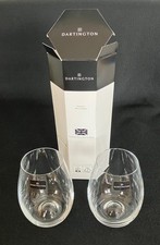 BRAND NEW Set of 2 Dimple Bottom Dartington Stemless Crystal Wine Glasses 4.3"