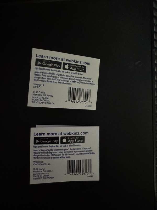 Webkinz NEXT Codes Only - Chocolate Lab & Hippo