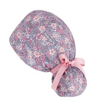 Satin Lined Scrub Cap Women Ponytail Hole Buttons Adjustable Surgical Nurse