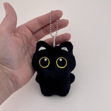 Cute Black Cat Plush Bag Charm Keychain 3.5  