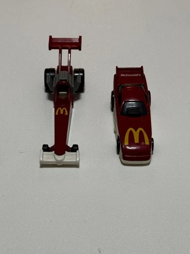 Vintage 1993 Hot Wheels McDonalds Mattel Red Dragster Roadster Cars Lot Of 2